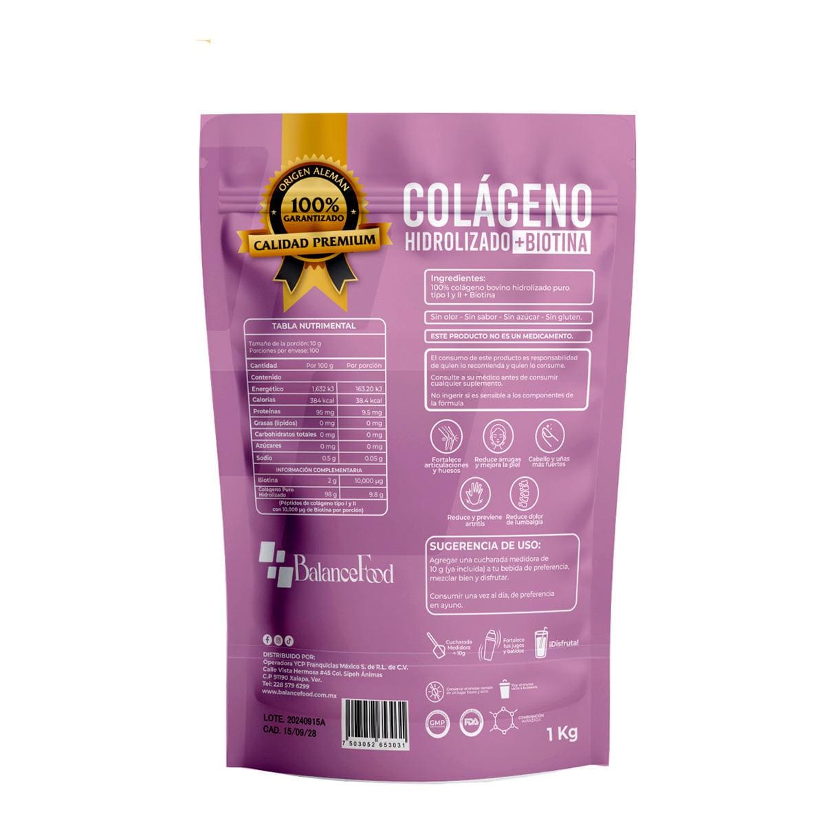 Colágeno Hidrolizado + Biotina en Polvo - 1Kg