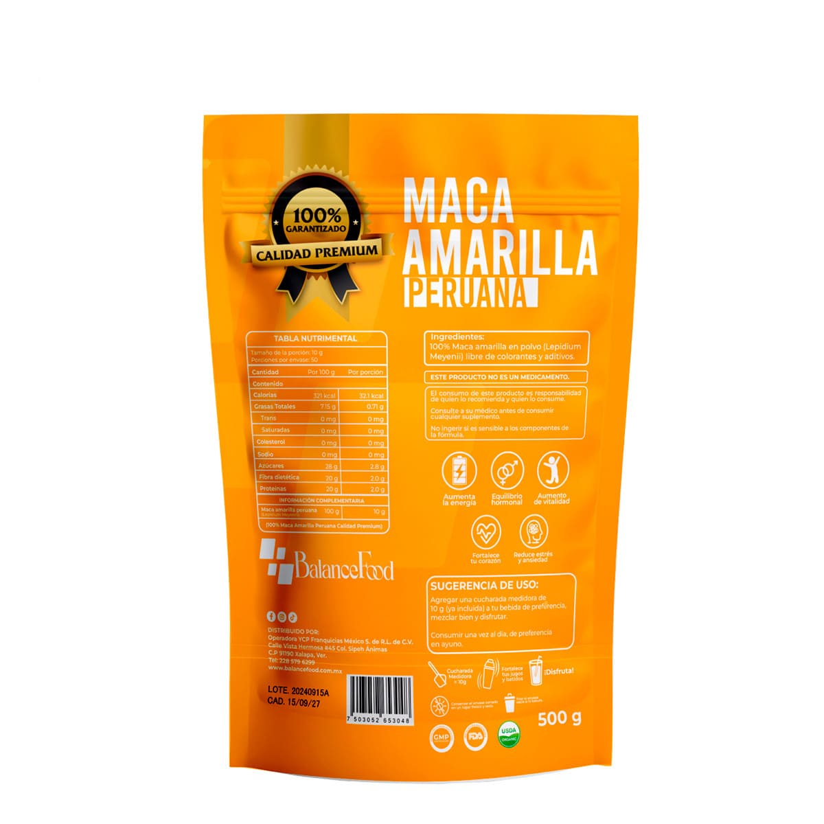 Maca Amarilla Peruana en Polvo - 500gr