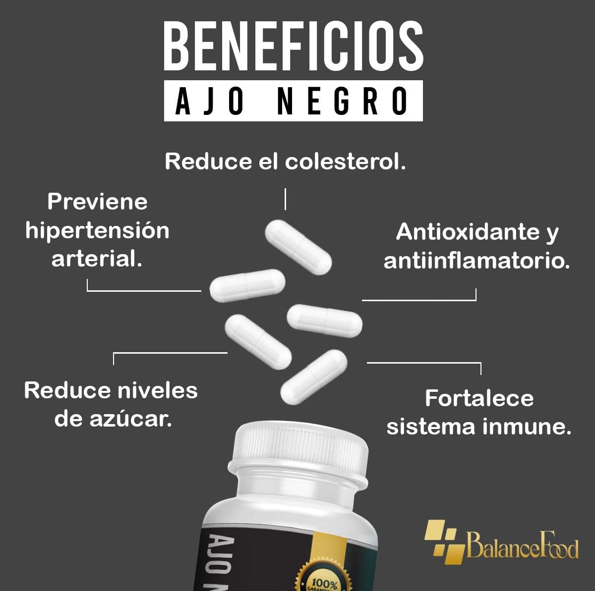 Extracto de Ajo Negro en polvo 100% Puro - 90 Cápsulas