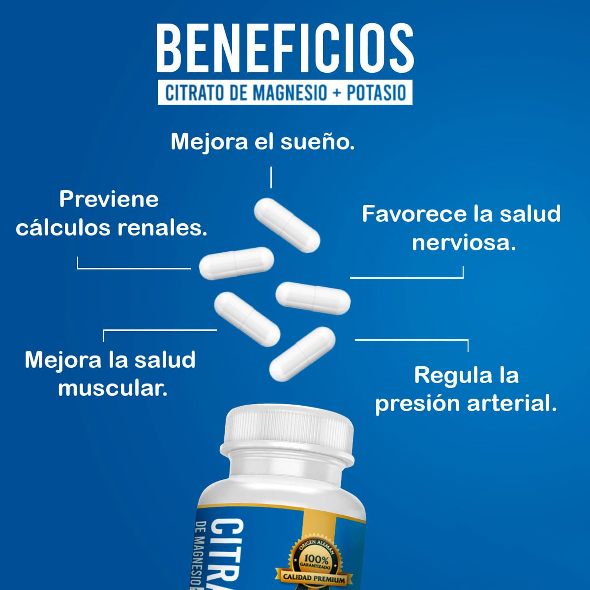 Citrato de Magnesio + Potasio - 90 Cápsulas