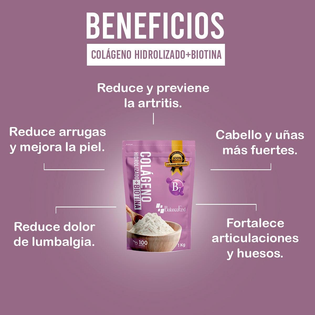 Colágeno Hidrolizado + Biotina en Polvo - 1Kg