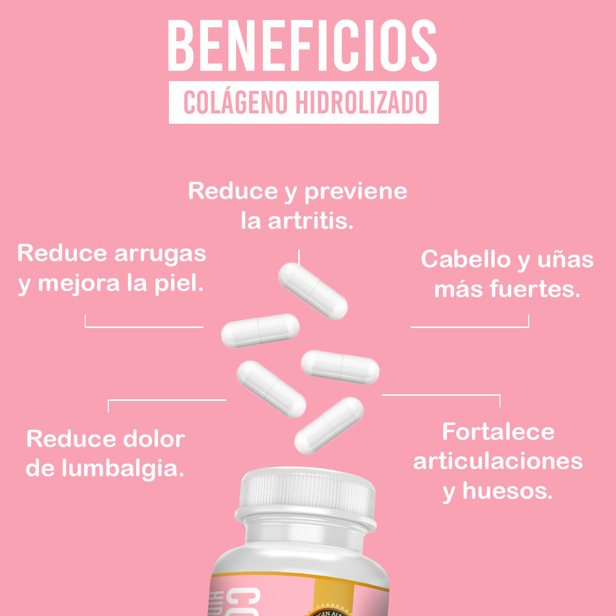 Colágeno Hidrolizado 100% Puro - 90 Cápsulas