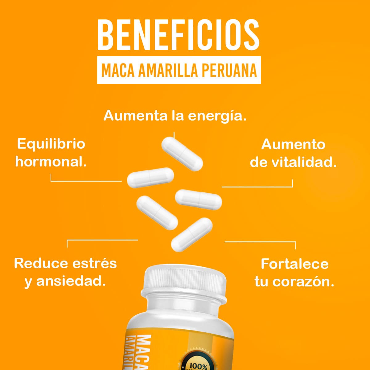 Maca Amarilla Peruana - 90 Cápsulas - 500mg
