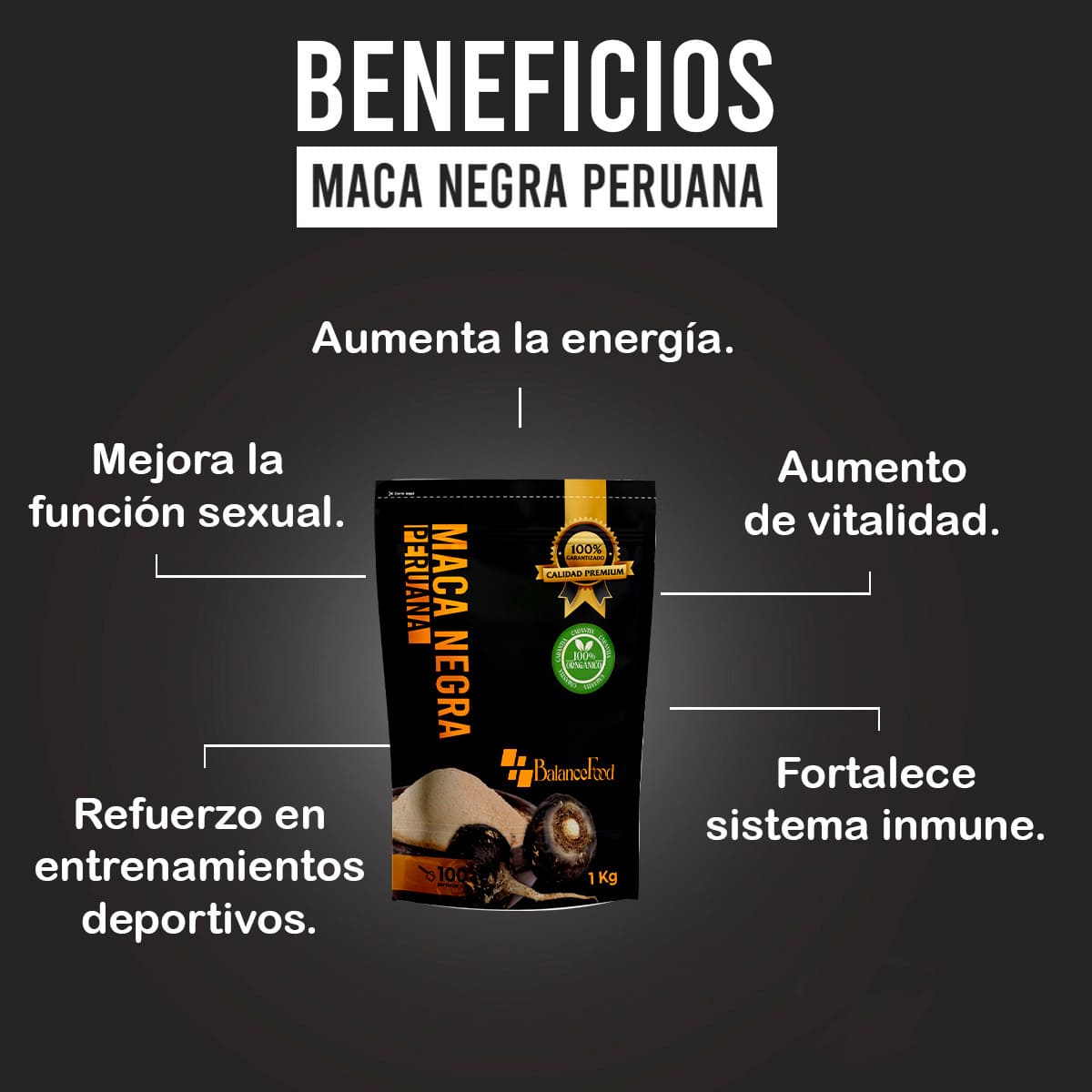 Maca Negra Peruana Polvo - 1Kg