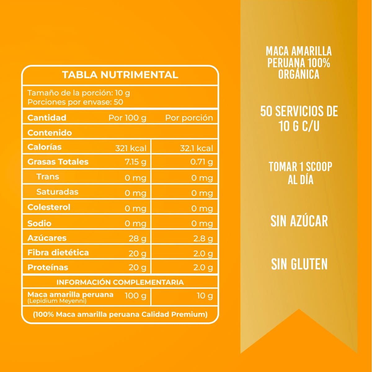 Maca Amarilla Peruana en Polvo - 500gr