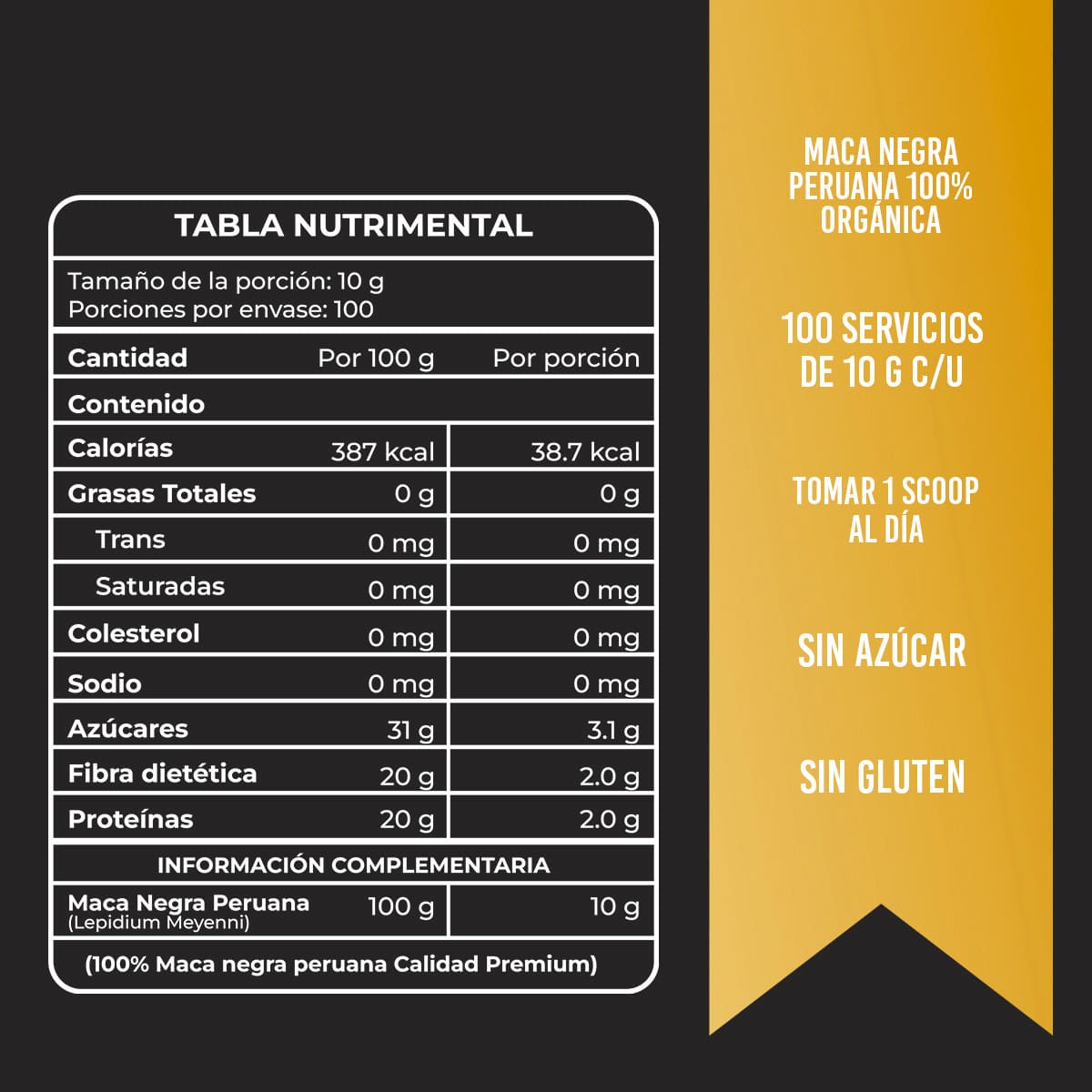 Maca Negra Peruana Polvo - 1Kg