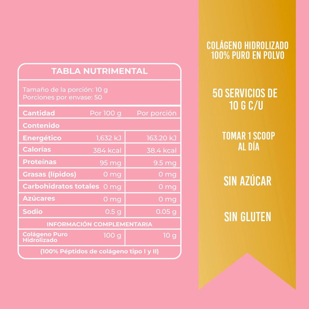 Colágeno Hidrolizado 100% Puro en polvo - 500gr