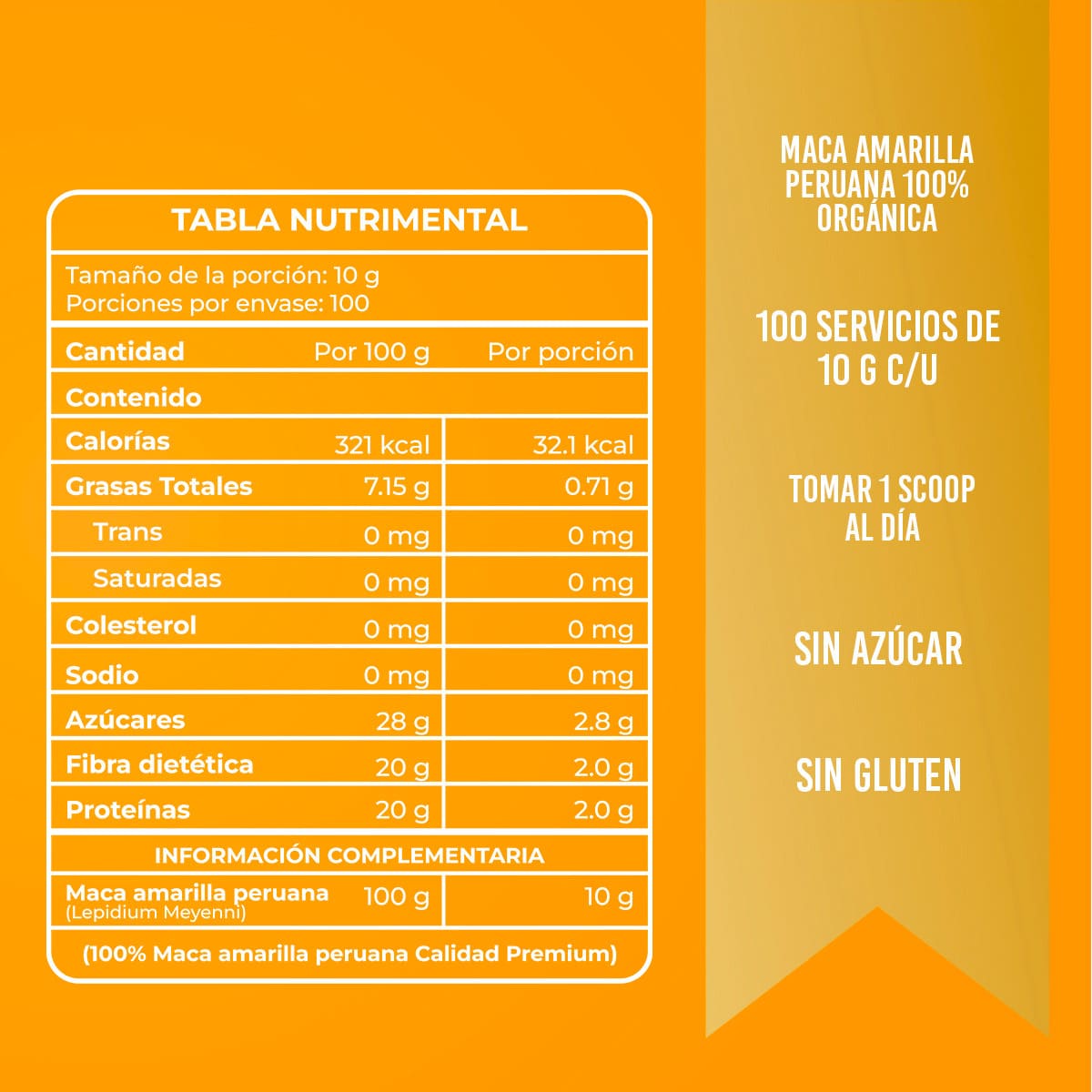 Maca Amarilla Peruana en Polvo - 1Kg