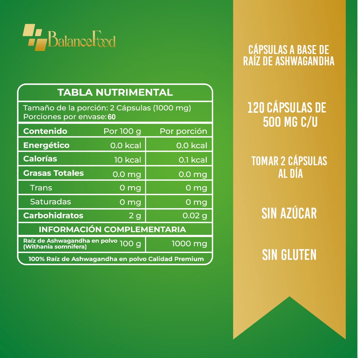 Ashwagandha - 120 Cápsulas - 500mg