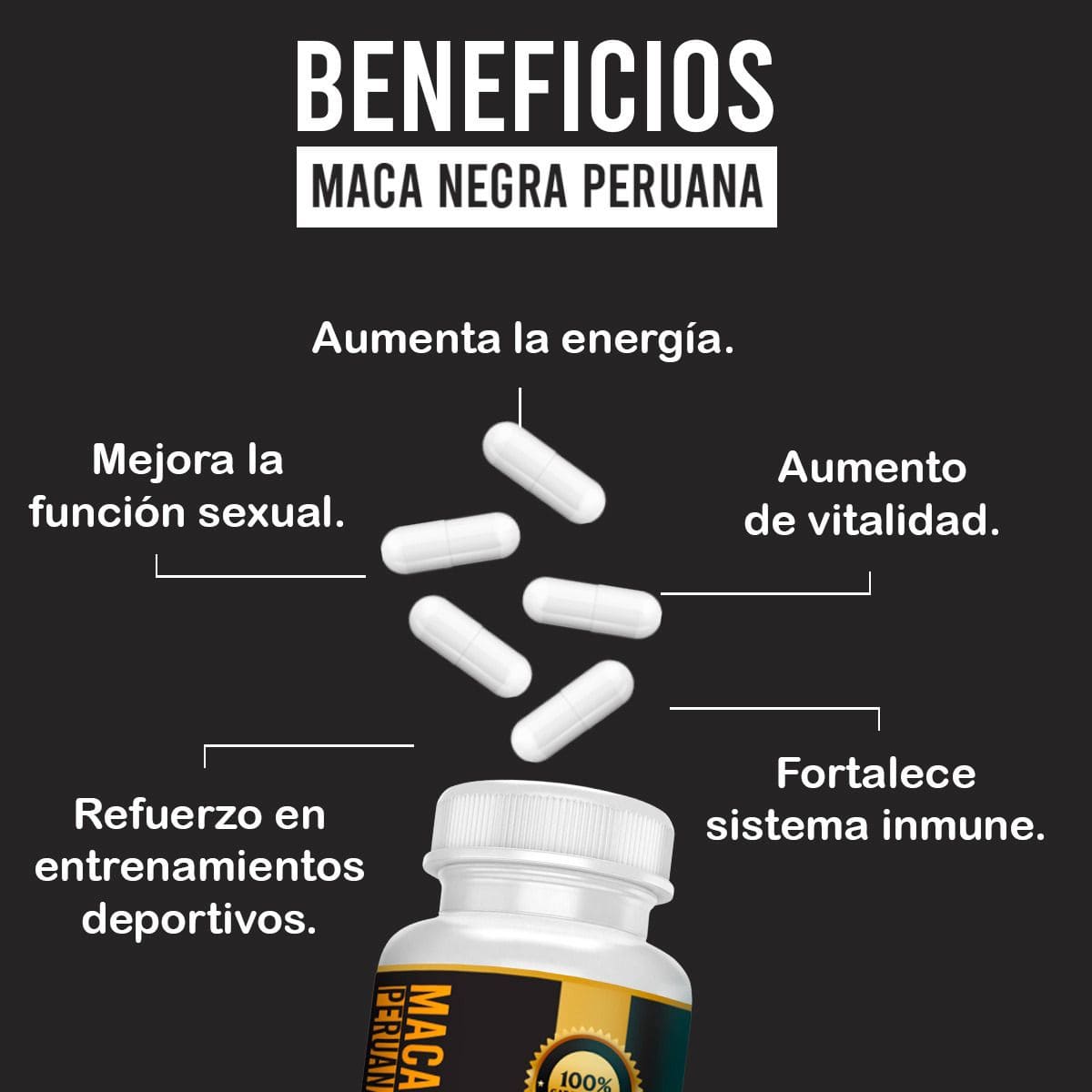 Maca Negra Peruana - 90 Cápsulas - 500mg