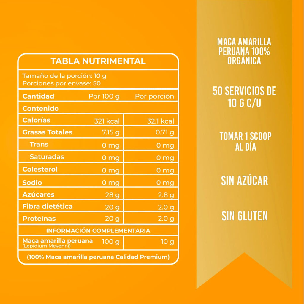 Maca Amarilla Peruana en Polvo - 500gr