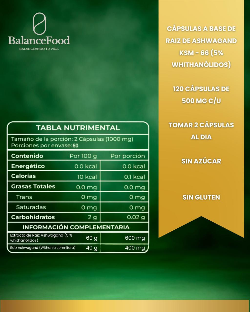 Ashwagandha KSM-66® | 120 cápsulas de 500 mg